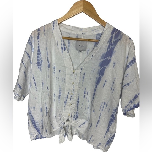 Rails Tops - Rails Thea Tie-Hem Linen Blouse Linen Blend Size Large